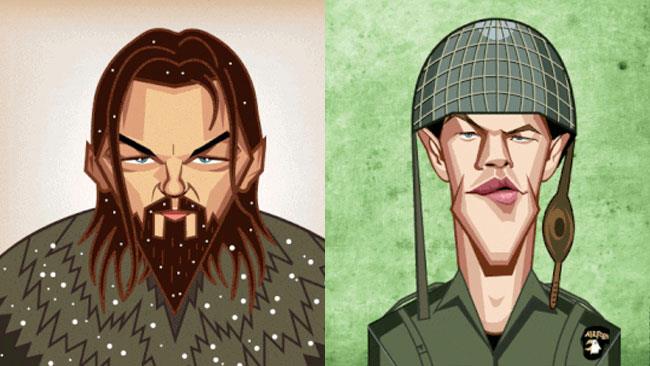 L'evoluzione di 10 attori di Hollywood raccontata in GIF Leonardo DiCaprio in the Reveant e Matt Damon in Salvate il Soldato Ryan