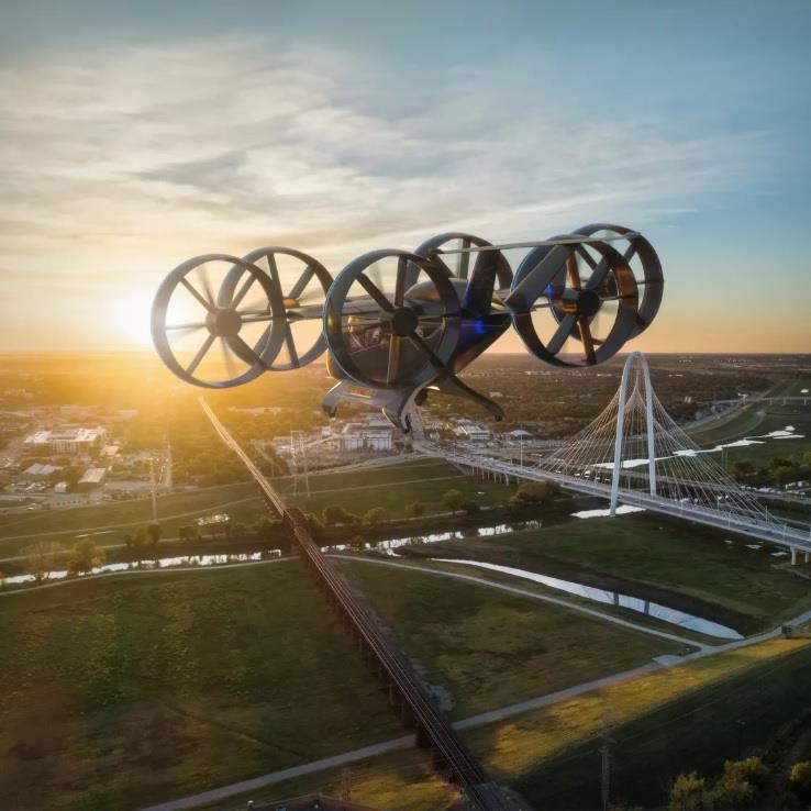 Presentato il taxi volante al CES 2019 Il taxi volante di Bell in volo sulla città