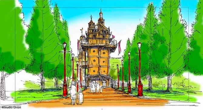 Nel parco ci sarà una grande torre con ascensore La facciata frontale della torre con ascensore