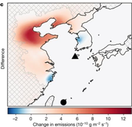 Un grafico che indica dove l'aumento massiccio delle emissioni di CFC-11 si è verificato Un grafico che indica le zone dove si è verificato l'aumento massiccio delle emissioni di CFC-11