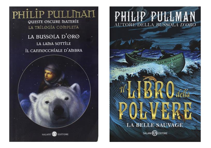 Queste Oscure Materie e Il Libro della Polvere di Philip Pullman Le copertin di Queste Oscure Materie e Il Libro della Polvere