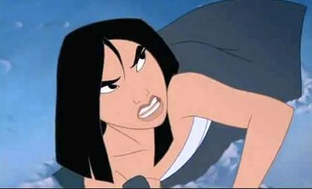 Mulan nel cartone Disney Mulan arrabbiata in una scena del cartone animato