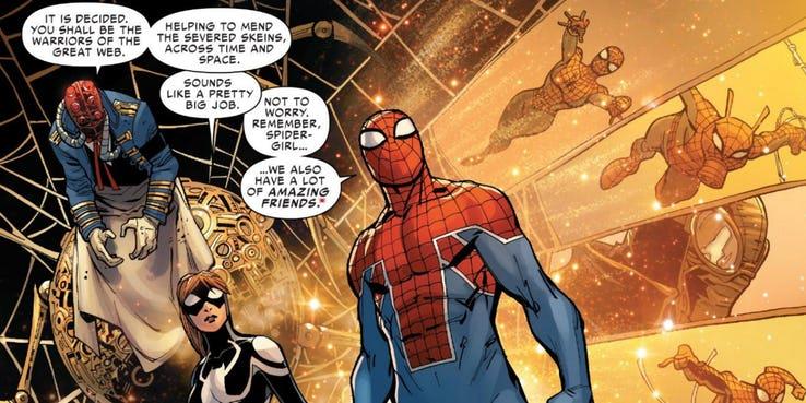 Spider-UK potrebbe essere una delle novità di Spider-Man: Far From Home Illustrazione di Spider-UK in una pagina dei Marvel Comics