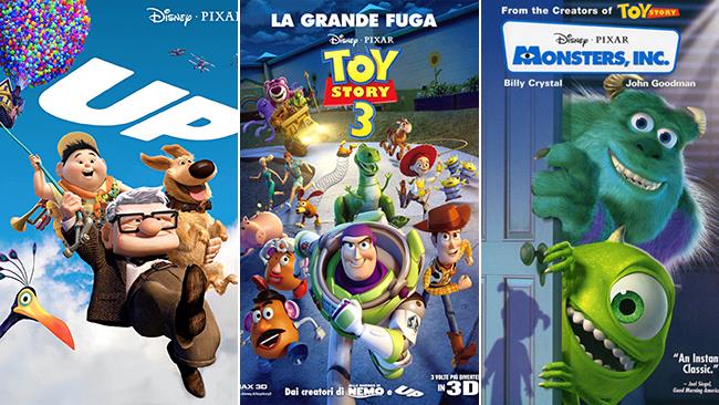 Classifica dei migliori film Pixar: i 10 più belli ed emozionanti Le locandine dei film Up, Toy Story 3 - La Grande Fuga e Monsters & Co.