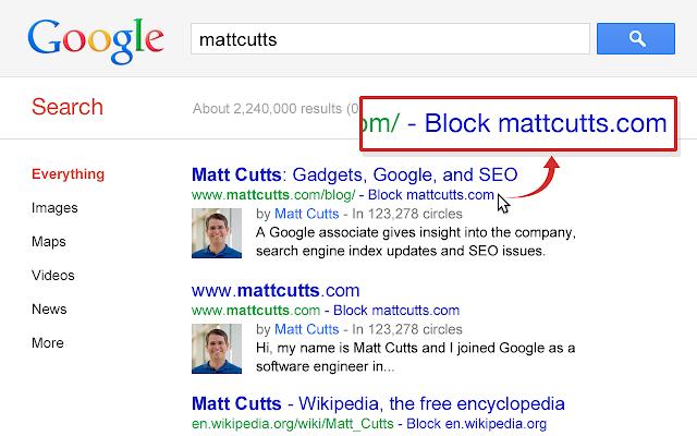 Personal Blocklist, il modo ideale per filtrare siti Sito bloccato dopo una ricerca