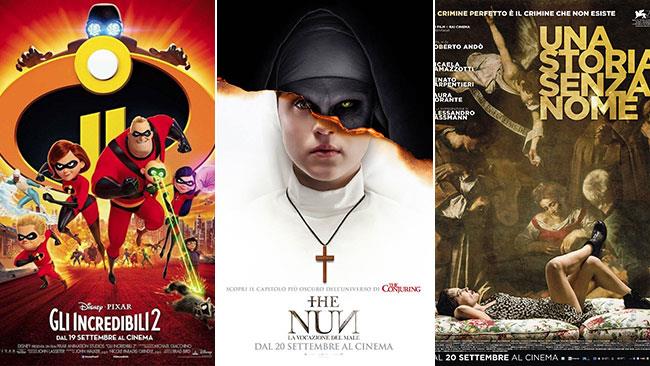 Wekeend al cinema: i film in sala il 22 e 23 settembre 2018 I poster de Gli Incredibili 2, The Nun - La vocazione del male, Una storia senza nome