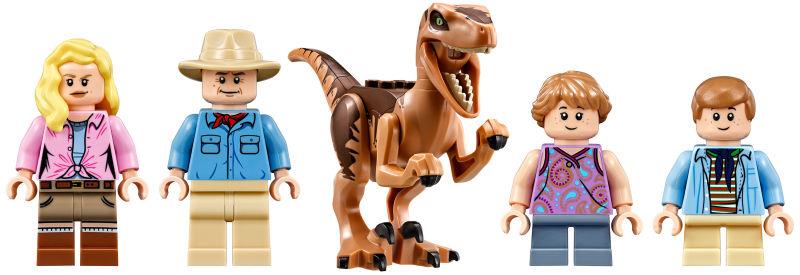 4 Minifgure + 1 Velociraptor nel set di LEGO dedicato a Jurassic Park Il set di LEGO Jurassic Park Velociraptor Chase include 4 Minifigure e un Velociraptor
