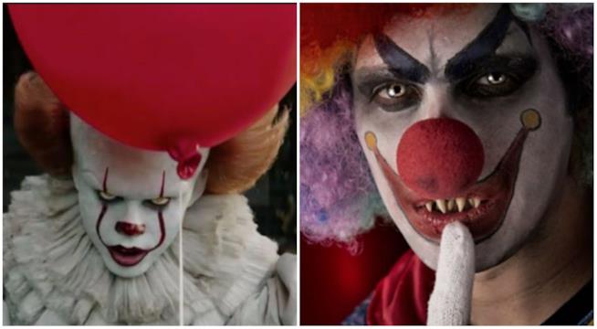 I clown professionisti contro Pennywise Un collage tra Pennywise e un clown
