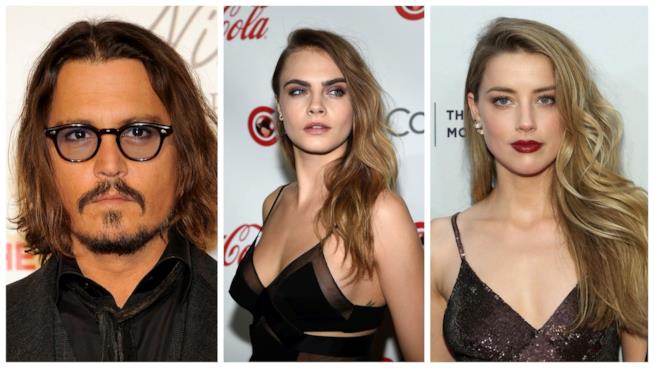 Johnny Depp furioso per una tresca tra Amber Heard e Cara Delevingne Primo piano di Johnny Depp, Amber Heard e Cara Delevingne