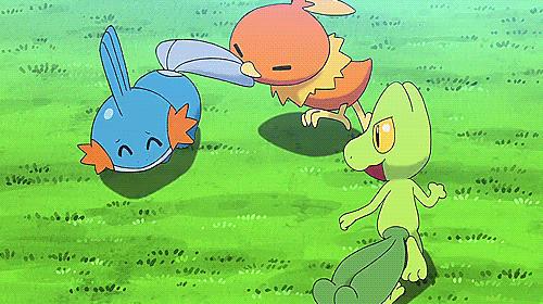 Pokémon GO, meteo dinamico e Pokémon di terza generazione nel prossimo aggiornamento Treecko, Torchic e Mudkip in una GIF