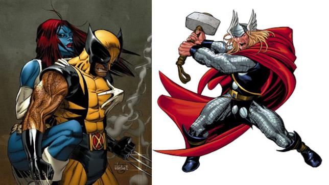 Woverine, Mystica e Thor I supereroi Woverine, Mystica e Thor