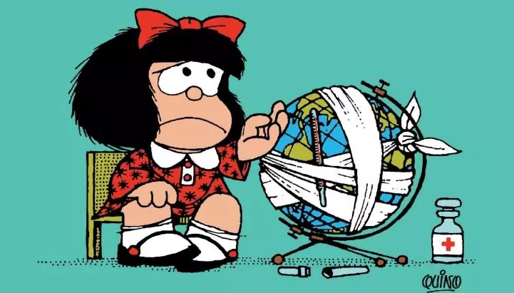 La locandina della mostra dedicata a Mafalda Il poster della mostra Mafalda la contestataria
