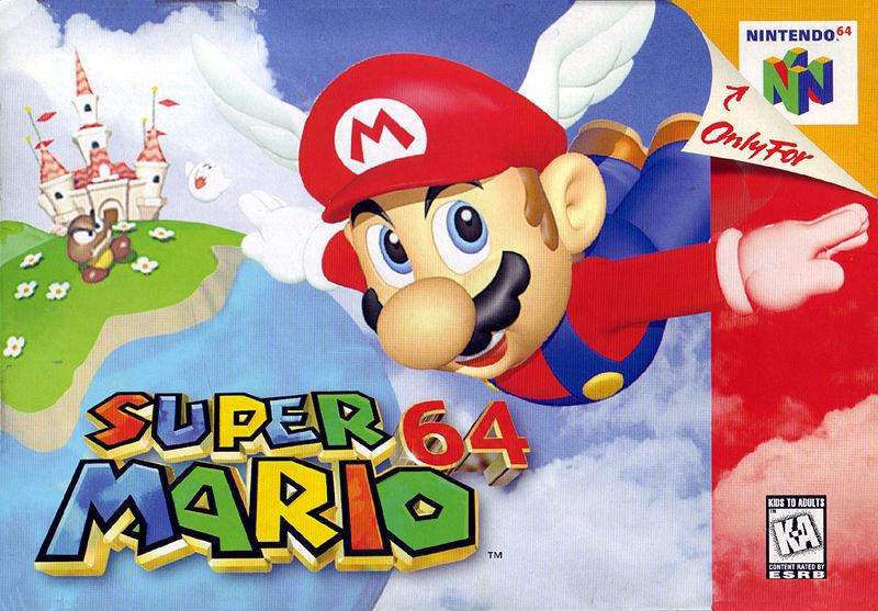La storica cover di Super Mario 64 Super Mario 64, uno dei titoli più celebri di Nintendo