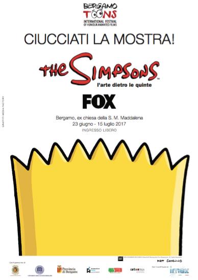 La locandina della mostra sui Simpson al Bergamo Toons Locandina mostra Simpson BergamoToons