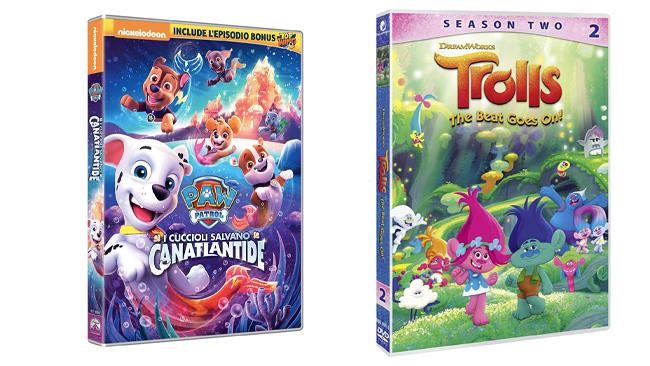 Paw Patrol - I cuccioli salvano Canatlantide e Trolls - La festa continua Stagione 2 nel formato DVD I DVD di Paw Patrol - I cuccioli salvano Canatlantide e Trolls - La festa continua Stagione 2