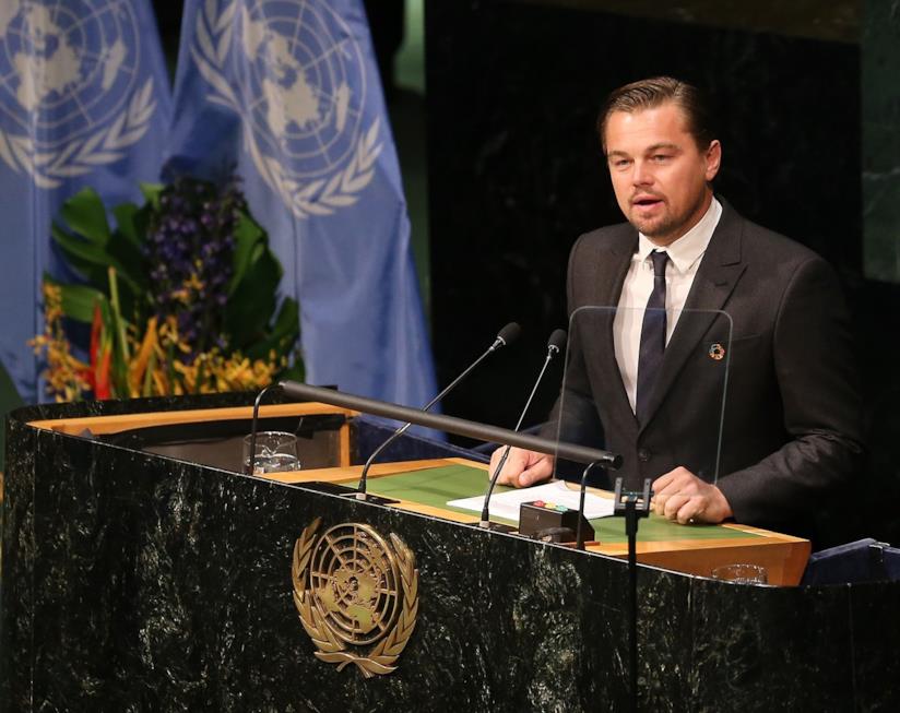 Leonardo Dicaprio scatta il suo primo selfie per l'ONU Primo piano di Leonardo DiCaprio