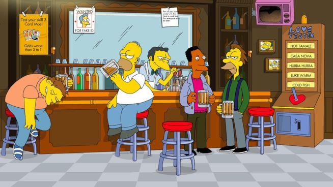 Il bar di Boe adesso è realtà Homer e i suoi amici bevono al bancone del bar di Boe