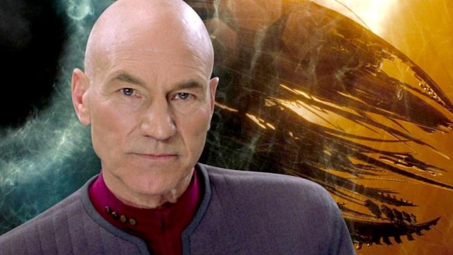 La serie di Star Trek dedicata al Capitano Picard comincia ad avere i suoi attori Primo piano di Patrick Stewart nell'uniforme di Jean-Luc Picard