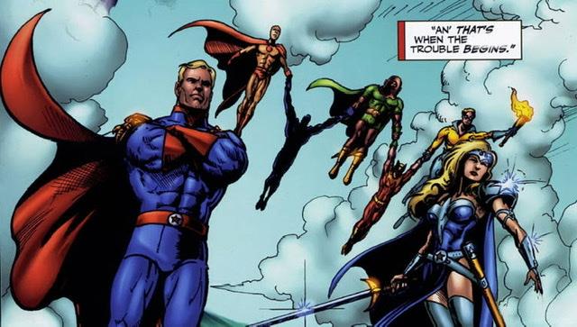 I sette supereroi protagonisti del fumetto The Boys Immagine disegnata del gruppo dei Seven, i protagonisti del fumetto The Boys