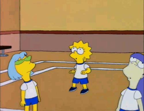 Lisa Simpson e lo sport Lisa Simpson e la palla da volley bucata dai capelli