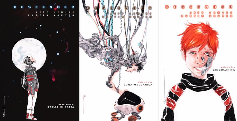 Descender, i tre volumi Cover dei tre volumi di Descender