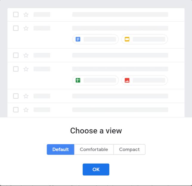 Tre nuovi laout per Gmail: defalut, comfortable e compact