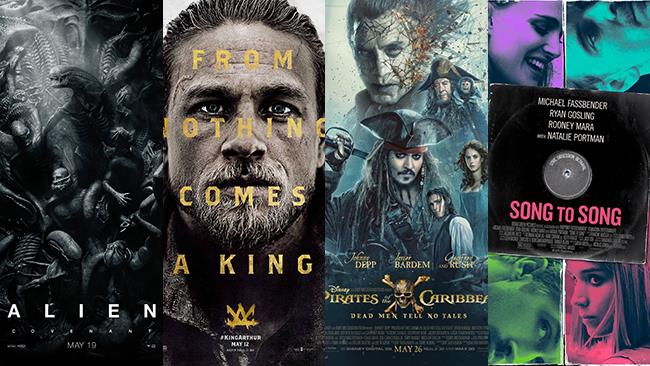 Maggio al cinema: tutti i film in uscita in sala durante il mese I poster di Alien - Covenant, King Arthur , La Vendetta di Salazar, Song to Song