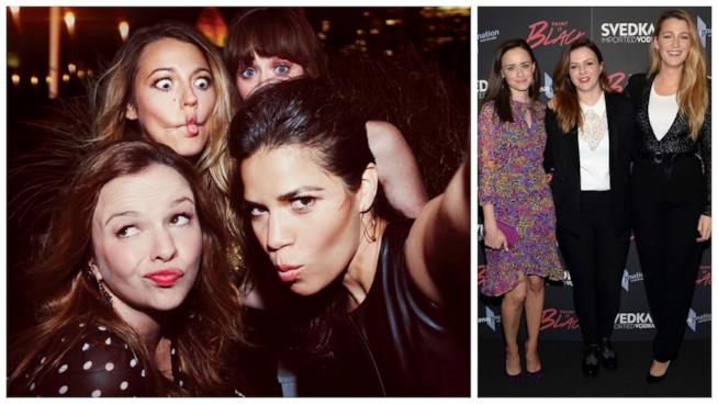 Alexis Bledel, Blake Lively e America Ferrera supportano Amber Tamblyn alla prima del suo film Il cast di 4 amiche e un paio di jeans al completo