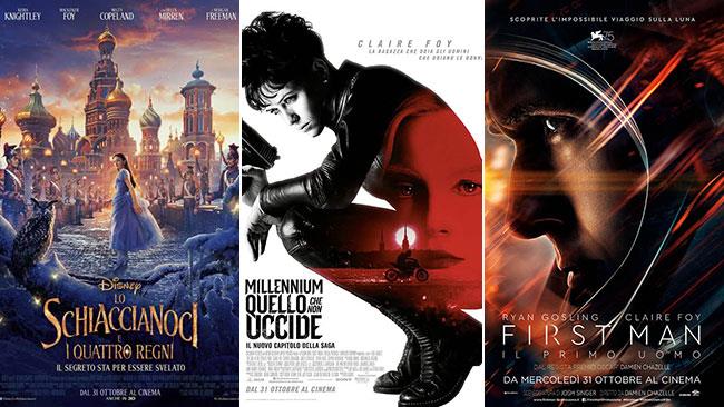 Weekend al cinema: i film in sala il 3 e 4 novembre 2018 I poster dei film Lo Schiaccianoci e i Quattro Regni, Millennium - Quello che non uccide, First Man