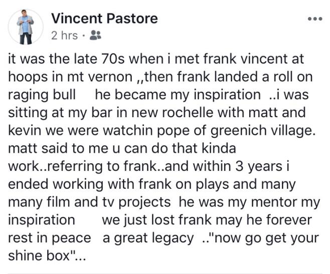 Vincent Pastore Il post di Vincent Pastore su Facebook