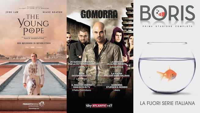 Le migliori fiction e serie TV italiane I poster di The Young Pope, Gomorra e Boris