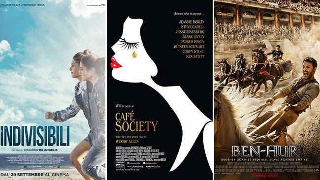 Weekend al cinema: i film in uscita l'1 e 2 ottobre 2016 Le locandine dei film Indivisibili, Café Society e Ben-Hur