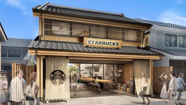 Starbucks: locale in stile Edo in arrivo in Giappone Il render del locale in stile Edo di Starbucks che aprirà in Giappone