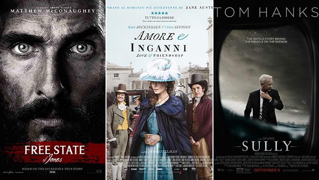 Weekend al cinema: i film in uscita il 3 e 4 dicembre 2016 Le locandine dei film Free State of Jones, Amore e Inganni, Sully