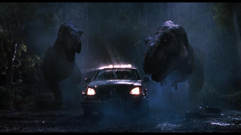 Il mondo perduto, il sequel di Jurassic Park tratto dal romanzo omonimo di Michael Crichton L'attacco dei Tirannossauri in una scena de Il mondo perduto
