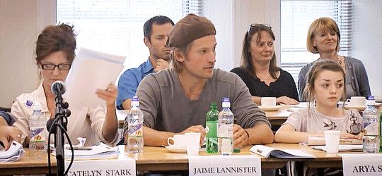 Michelle Fairley, Nikilaj Coster-Waldau e Maisie Williams Michelle Fairley, Nikilaj Coster-Waldau e Maisie Williams nel 2010