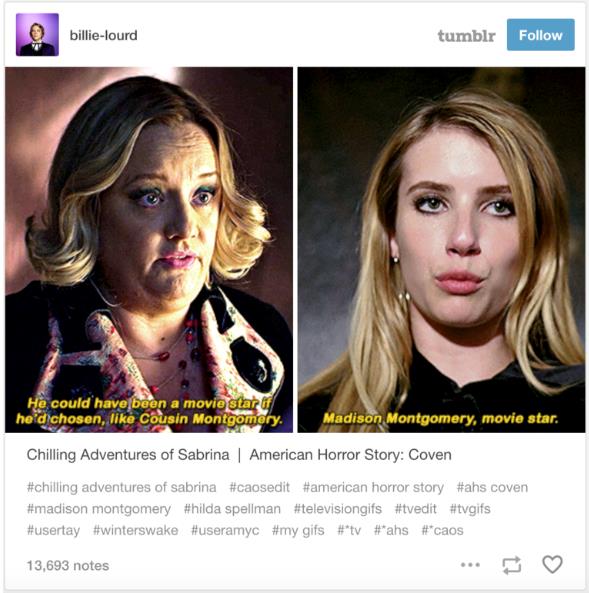 Hilda da Le terrificanti avventure di Sabrina e Madison da American Horror Story Le due gif di Le terrificanti avventure di Sabrina e American Horror Story