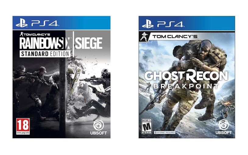 Di Tom Clancy le firme anche su numerosi giochi per console e PC Le copertine di Rainbow Six: Siege e Ghost Recon Breakpoint per PlayStation 4