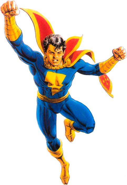 La Marvel Family: Capitan Marvel jr. Disegno a figura intera di Freddy Freeman nei panni di Capitan Marvel jr. in volo