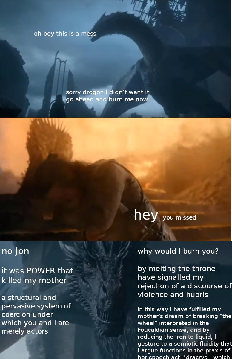 Game of Thrones 8: i meme su Drogon e la sua decisione Una vignetta con le immagini di Game of Thrones 8x06