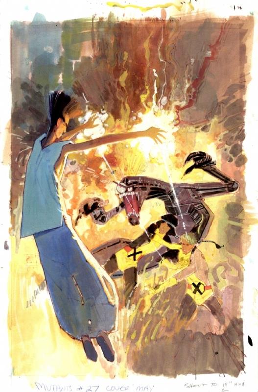 Schizzo di Bill Sienkiewicz per la copertina di New Mutants Vol 1 #27 Legione affronta i Nuovi Mutanti