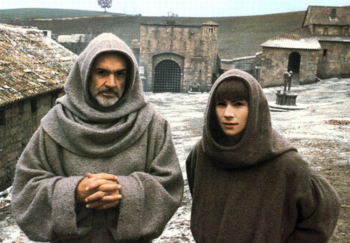 Sean Connery e Christian Slater Sean Connery e Christian Slater sul set di Il nome della rosa