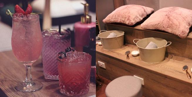 Nella città di Glasgow c’è una Spa dedicata al gin Primo piano di cocktail e una delle sale per trattamenti della Gin Spa di Glasgow