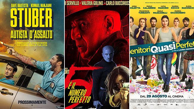 Weekend al cinema: i film in sala il 31 agosto e 1 settembre 2019 I poster di Stuber - Autista d'assalto, 5 è il numero perfetto, Genitori quasi perfetti