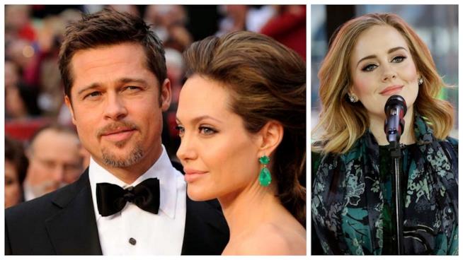 Adele dedica il suo concerto a Brad Pitt e Angelina Jolie Primo piano di Adele, Brad Pitt e Angelina Jolie