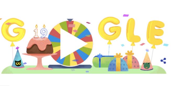 Google compie 19 anni Il Doodle di Google per i suoi 19 anni