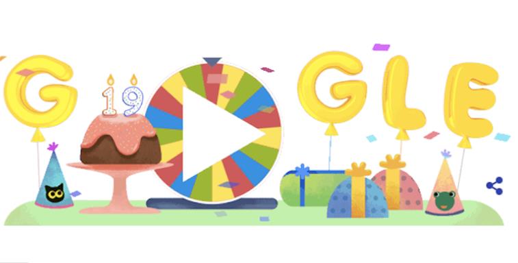 Google compie 19 anni Il Doodle di Google per i suoi 19 anni