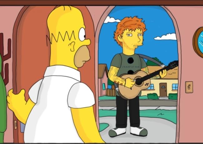 Rino Russo, l'artista che Simpsonizza VIP e fan della serie I Simpson! Homer osserva Ed Sheeran
