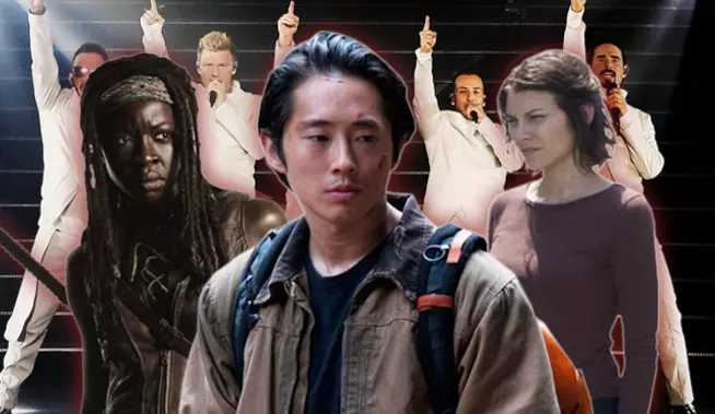 Chi c'è alle spalle di Michonne, Glenn e Maggie? Anche a due vere dure come Michonne e Maggie piacciono i Backstreet Boys