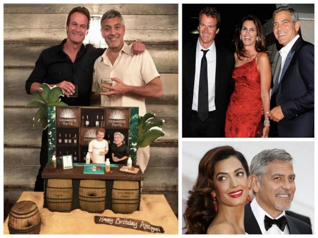 George Clooney ha compiuto 56 anni Alcuni scatti di George Clooney con Amal e con i suoi amici Cindy Crawford e Rande Gerber